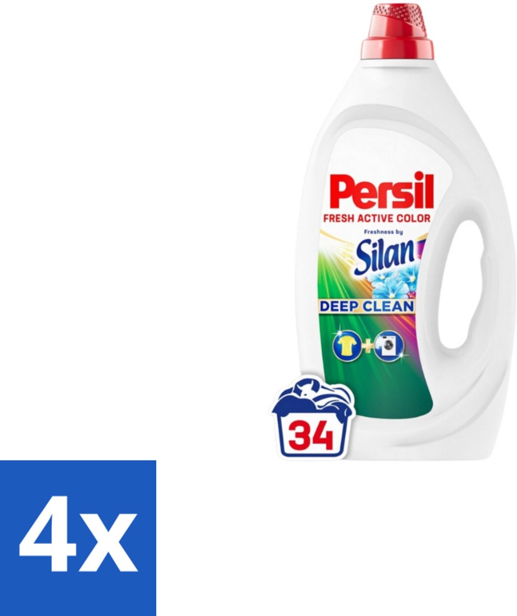 Persil – Vloeibaar Wasmiddel – Color Freshness by Silan – 34 Wasbeurten - Voordeelverpakking - 4 stuks