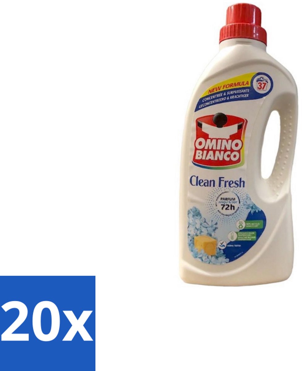 Omino Bianco – Vloeibaar Wasmiddel – Clean Fresh – 1000 ml - Bulkverpakking - 20 stuks