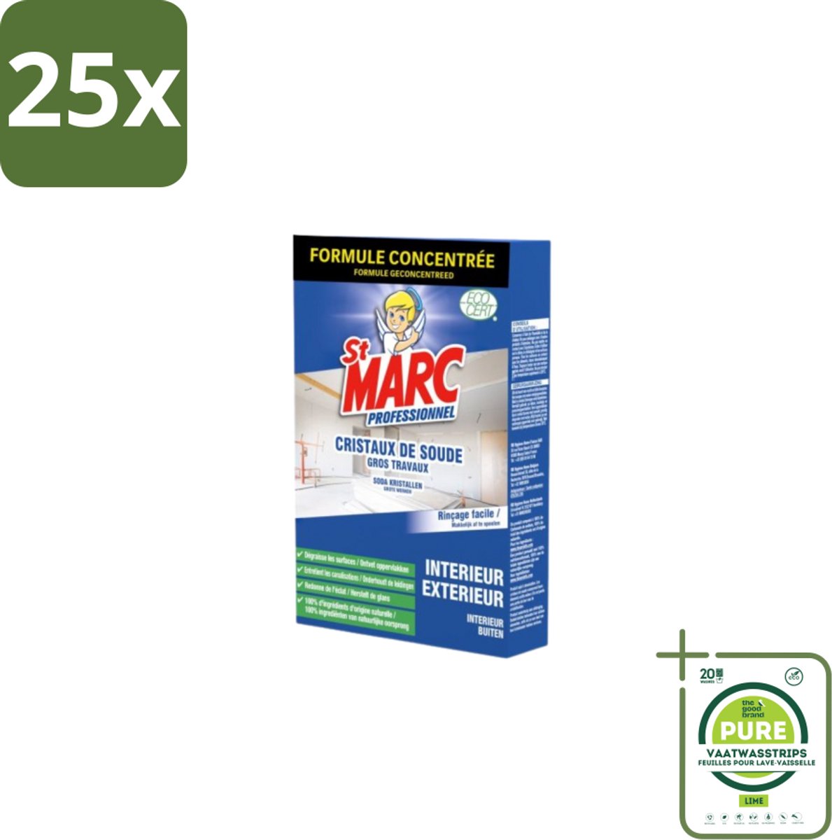 25 x St. Marc – Multireiniger Poeder – Professioneel Sodakristallen – 1 kg - Grootverpakking - Sodakristallen - Reinigingsmiddel - Vet Verwijderen - Krachtige Reiniging - Ontvettingsmiddel