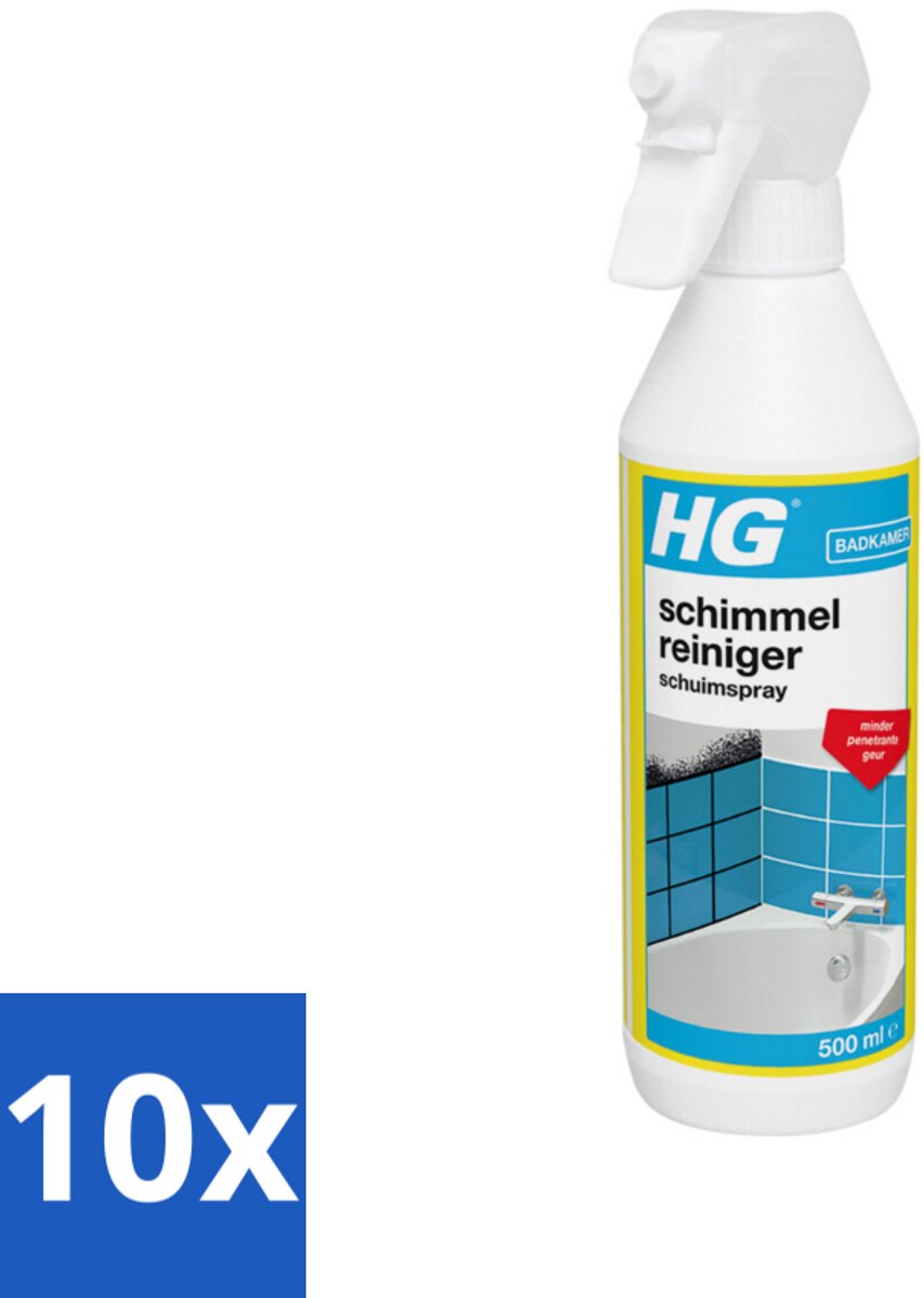 10 x HG Schimmel & Aanslagreiniger Schuimspray 500 ml - Schimmelreiniger - Schimmelverwijdering - Schuimspray - Schimmel In Badkamer - Schimmel Op Tegels