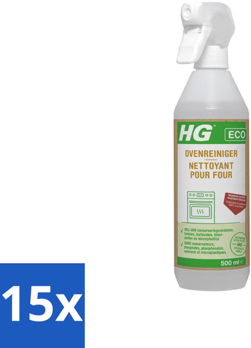 15 x HG Eco Ovenreiniger 500 ml - Oven Reinigen - Vet Verwijderen - Oven Reiniger - Eco Oven Reiniger - Aangebrand Vet Verwijderen