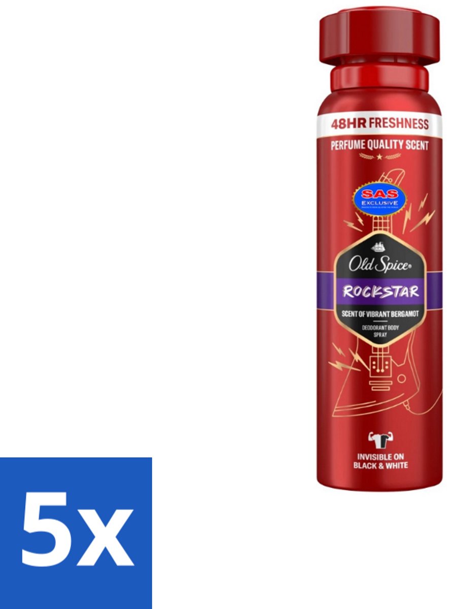 Old Spice – Deospray – Rockstar – 150 ml - Bulkverpakking - 5 stuks