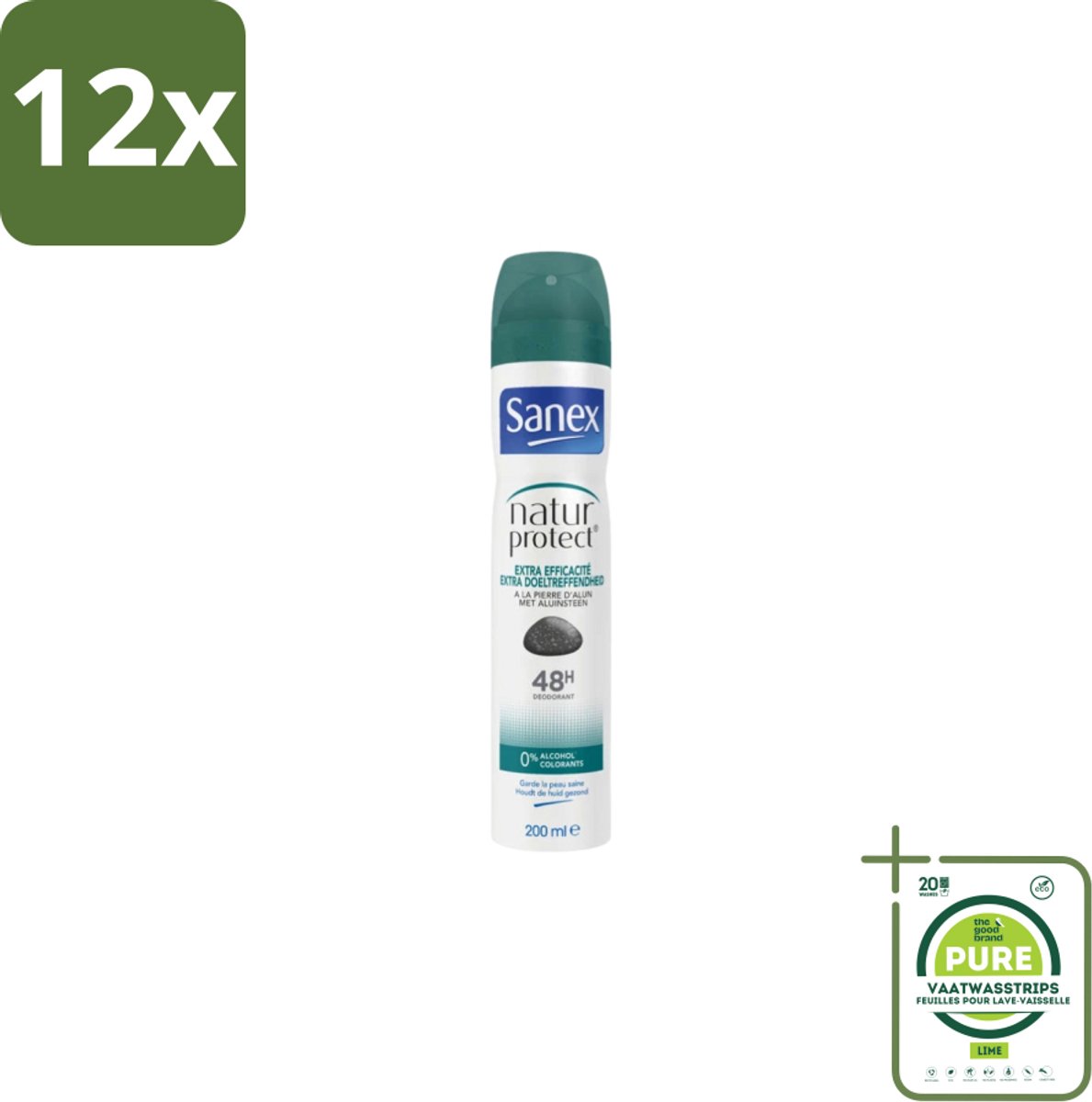 Sanex – Deodorant Spray – Aluinsteen – 200 ml - Voordeelverpakking - 12 stuks - Deodorant spray - Natuurlijke deodorant