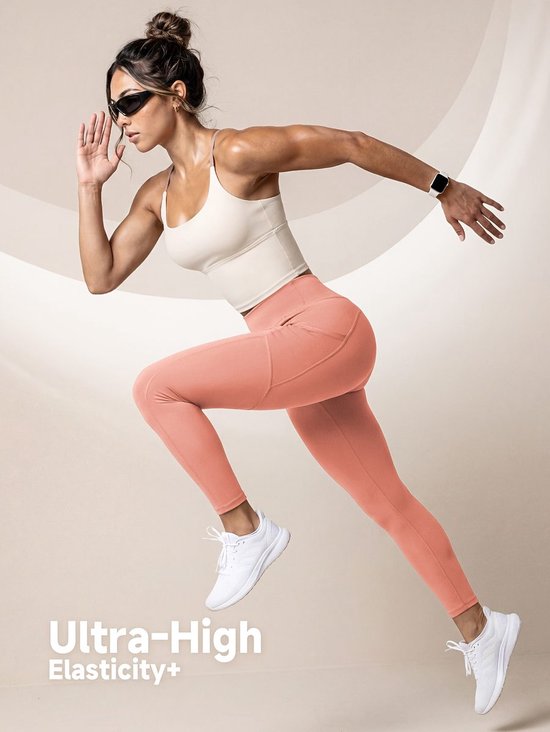 Currero Pilates Pak Dames - Yoga - Buttshaper - Gym - Fitness - Butt Lift - Bil Vergrotend - Heup Liftend - Yogakleding - Wit + Roze L — afbeelding 2