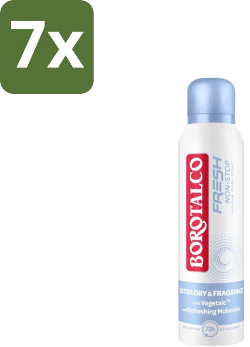 Borotalco – Deodorant Spray – Fresh Non-Stop – 150 ml - Bulkverpakking - 7 stuks
