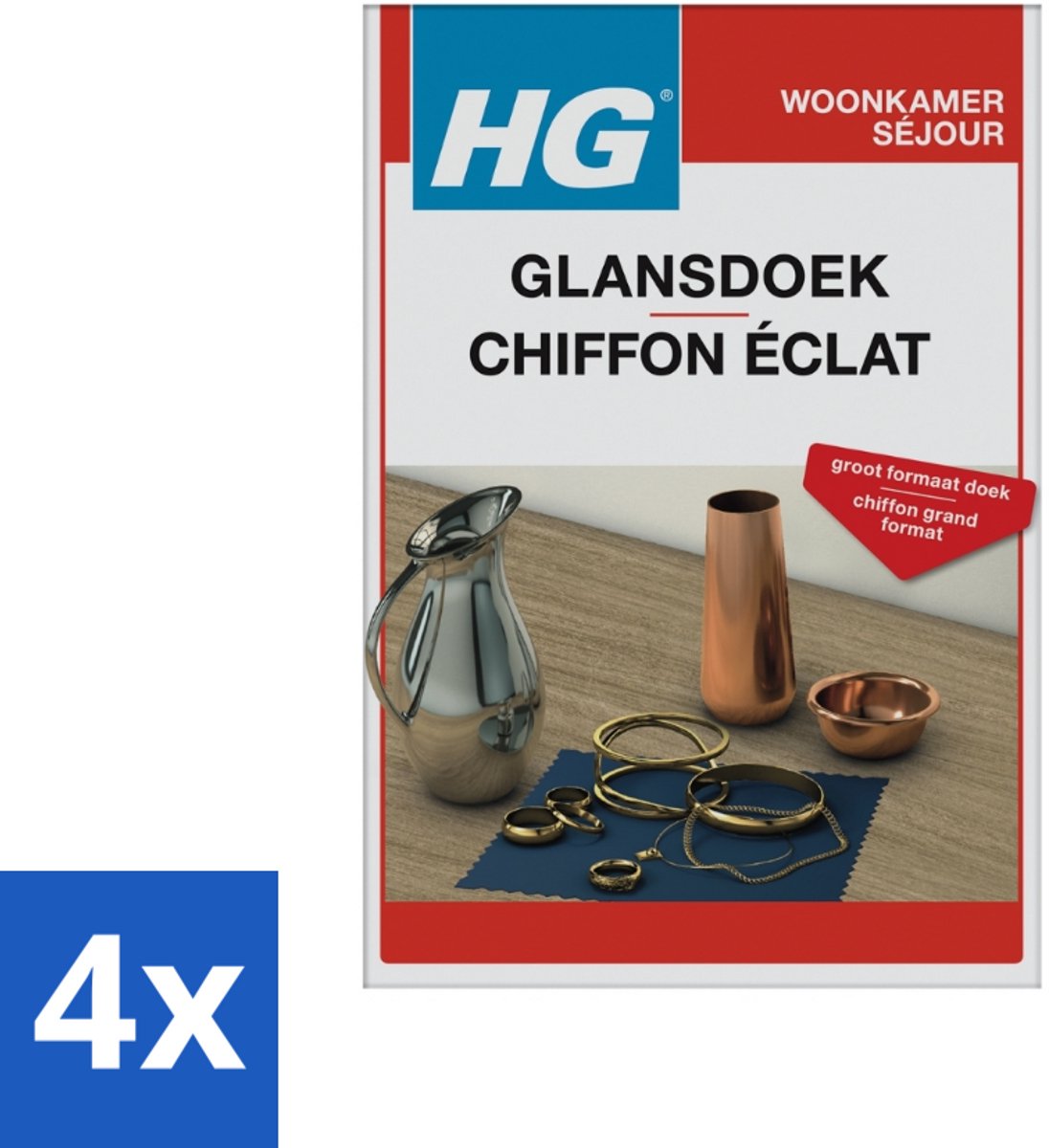 4 x HG Zilver Glansdoek - Zilver Poetsdoek - Zilver Schoonmaken - Zilver Glans - Zilver Onderhoud - Zilver Reiniging