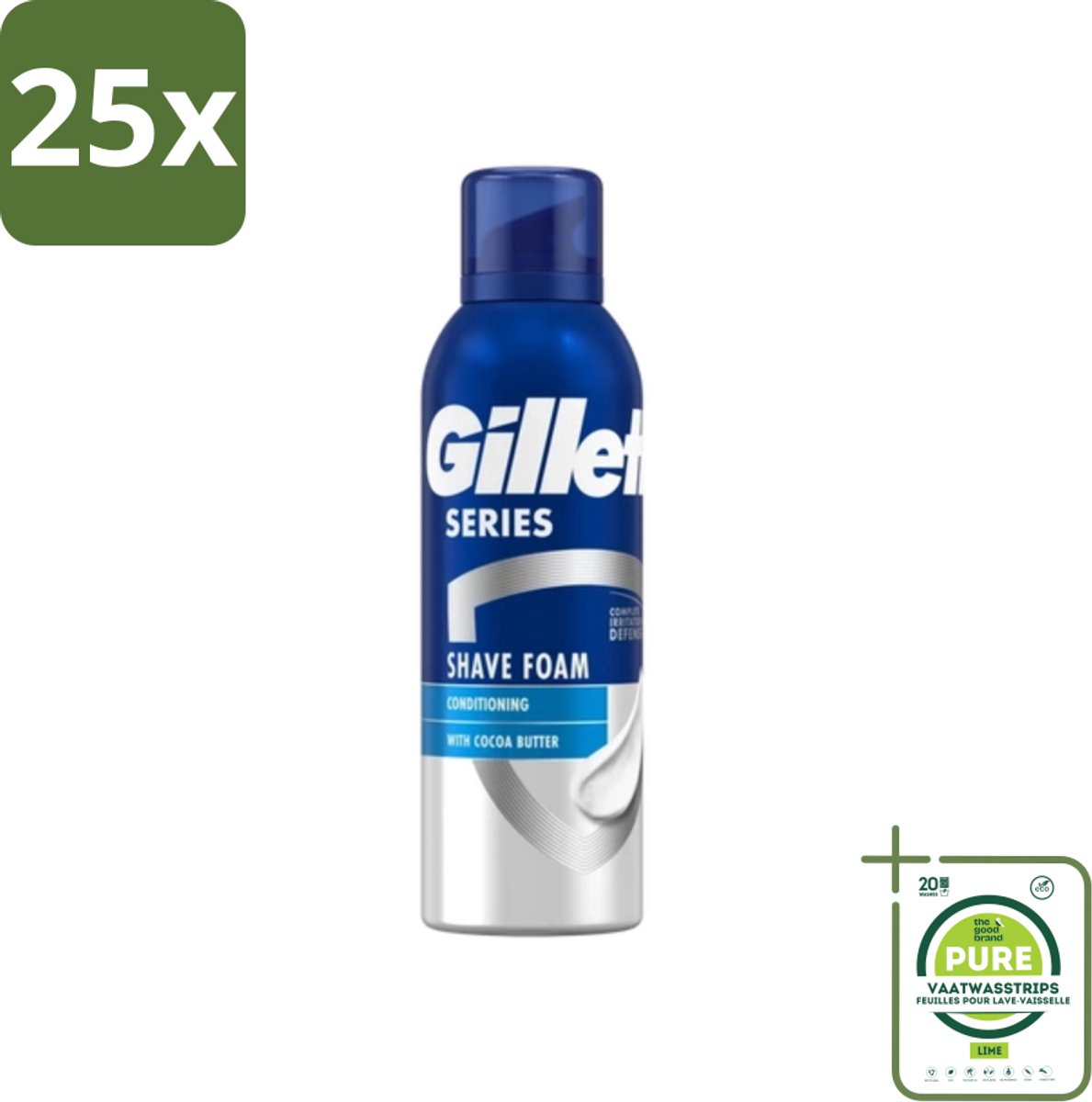 25 x Gillette - Series - Scheerschuim - Met Cacaoboter - 250 ml - Grootverpakking - Scheer Schuim - Gillette Scheer Schuim - Scheerproducten - Scheerbeurt - Gladde Scheerbeurt