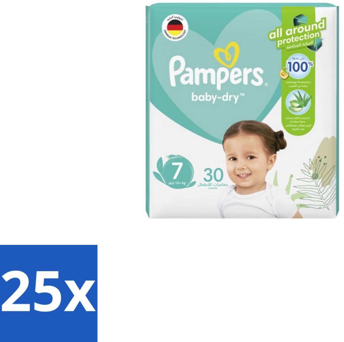 Pampers – Luiers – Active Baby Dry Maat 7 – 30 Luiers - Bulkverpakking - 25 stuks