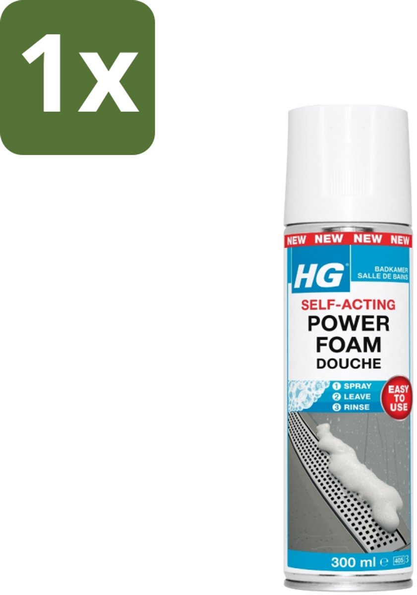 1 x HG - Badkamer - Badkamerreiniger - Power Foam Douche - Zelf-Activerend - 300 ml - Badkamerreiniger - Schuimreiniger - Zelf-activerend Schuim - Douche Reinigen - Kalkaanslag Verwijderen