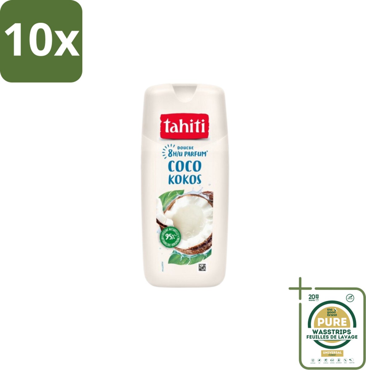 10 x Tahiti – Douchegel – Kokos - 315 ml - Grootverpakking - Douchegel Kokos - Kokos Geur - Douchegel Tropisch - Douchegel Voor Huid - Kokos Water