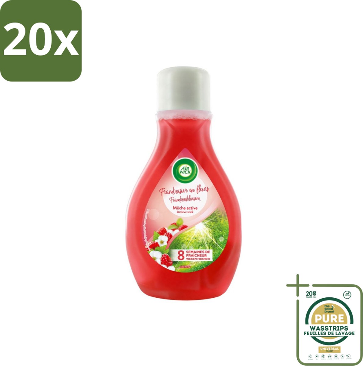 20 x Air Wick – Luchtverfrisser – Actieve Wiek Framboos & Bloesem – 375 ml - Grootverpakking - Luchtverfrisser - Geur - Framboos En Bloesem - Actieve Wiek - Geurverspreiding