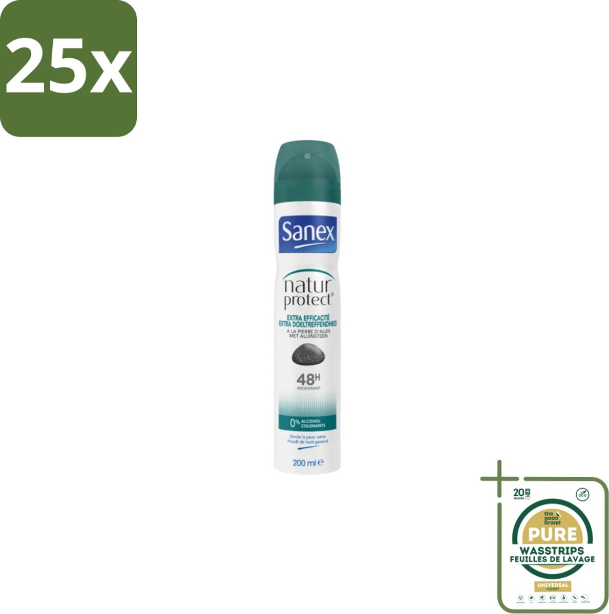 25 x Sanex – Deodorant Spray – Aluinsteen – 200 ml - Grootverpakking - Deodorant Spray - Natuurlijke Deodorant - Aluinsteen - Frisse Geur - Huidvriendelijk