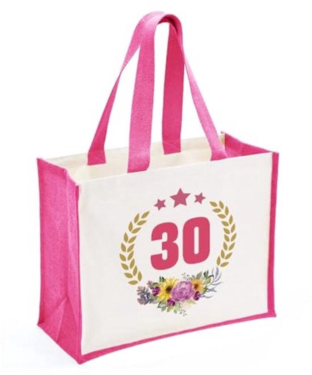 Verjaardag Draagtas voor Vrouwen - Katoenen Shopper als Cadeau-idee voor 18, 30, 40, 50, 60 Jaar