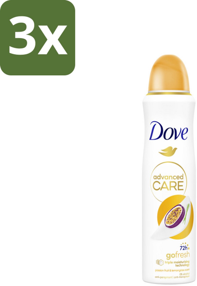 Dove – Deodorant Spray – Passievrucht & Citroengras – 150 ml - Bulkverpakking - 3 stuks
