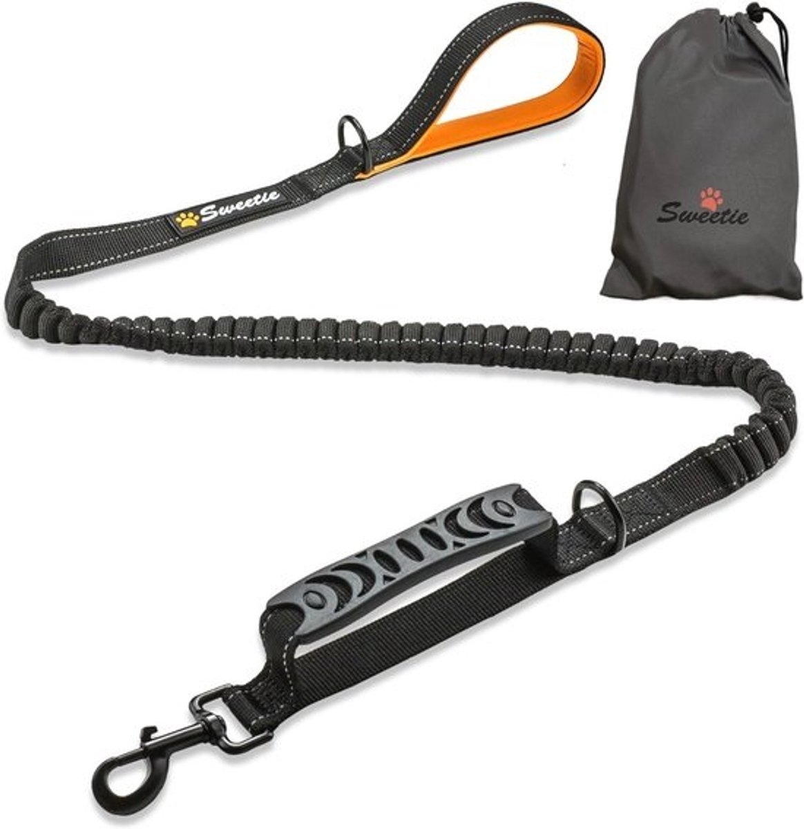 Bungee Hondenriem met Schokabsorber - 4FT tot 5.6FT Sterke Riem met Gevoerd Handvat en Verkeershandvat - Reflecterende Antitrek Kabel voor Wandelen van Kleine, Middelgrote en Grote Honden