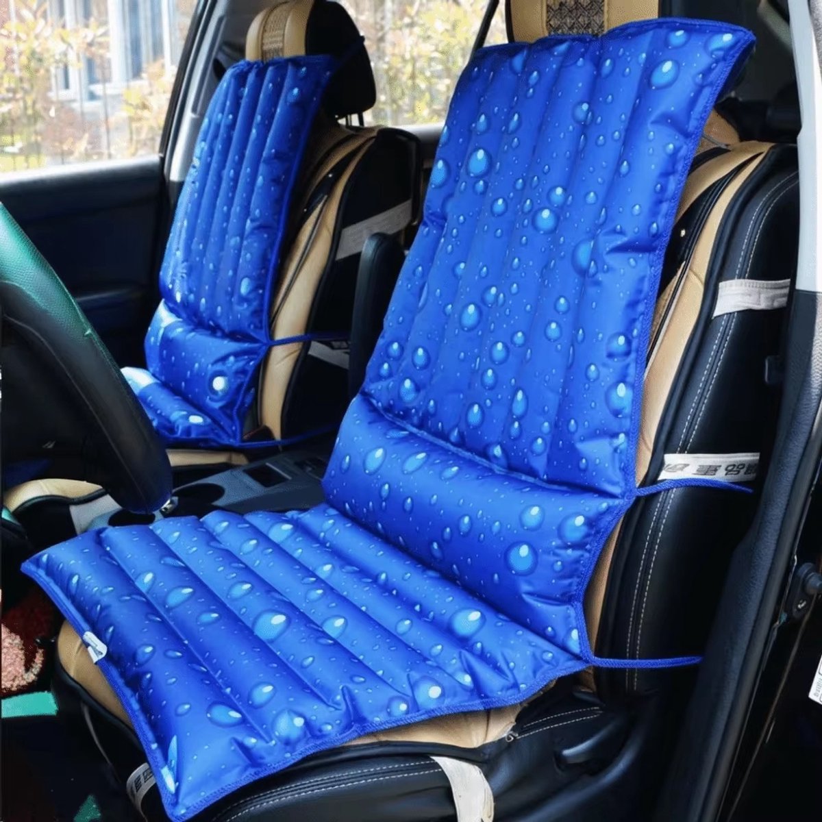 Ergonomisch Koel Zitkussen Auto – Watergevuld Autostoelkussen voor Zomerse Verkoeling, Opvouwbaar en Draagbaar - Donkerblauw