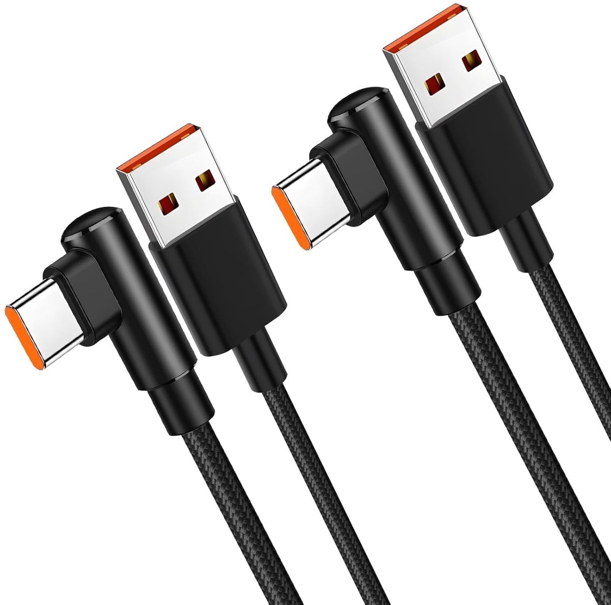 2 m USB C oplaadkabel met hoekplug, snelladen en datatransfer, ideaal voor smartphones en laptops
