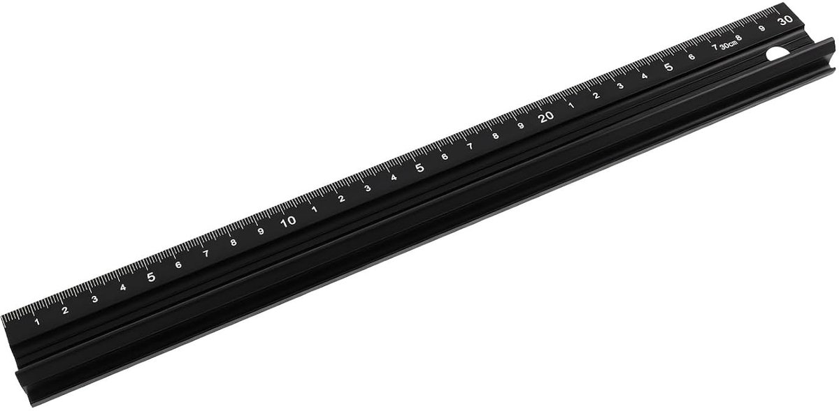 L-vormige snijlat 30 cm van aluminiumlegering, nauwkeurige meettool met antislipband voor het snijden van leer, stof, papier en knutselprojecten