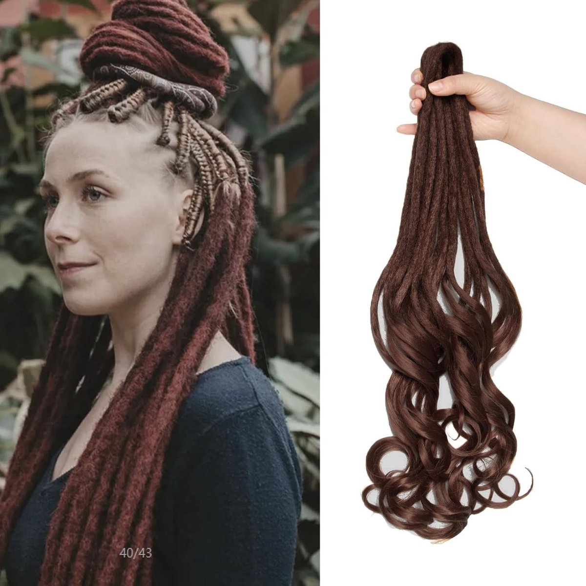 24 Inch Dubbele Eind Dreadlock Extensions met Franse Krullen en Losse Golf Dreads - Zacht Haakhaar voor Vrouwen (33#, 15 Strengen)