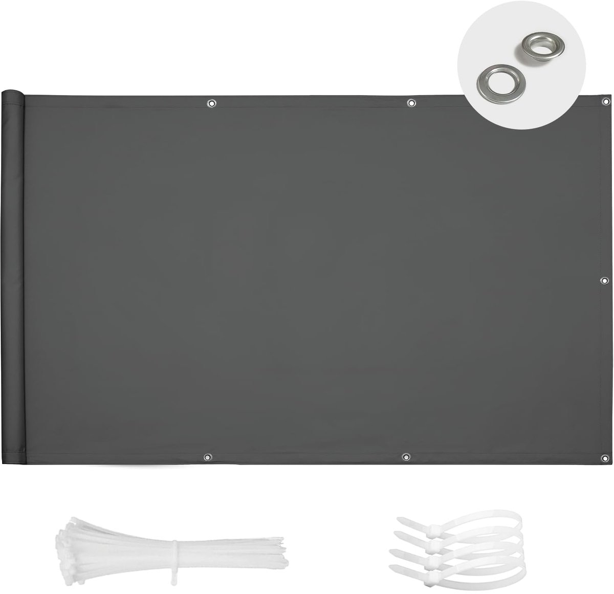 SUN BLOCK Balkonscherm, inkijkbescherming, 75 x 400 cm, balkonafdekking, PES UV-bescherming, balkonbescherming - ShopVlot