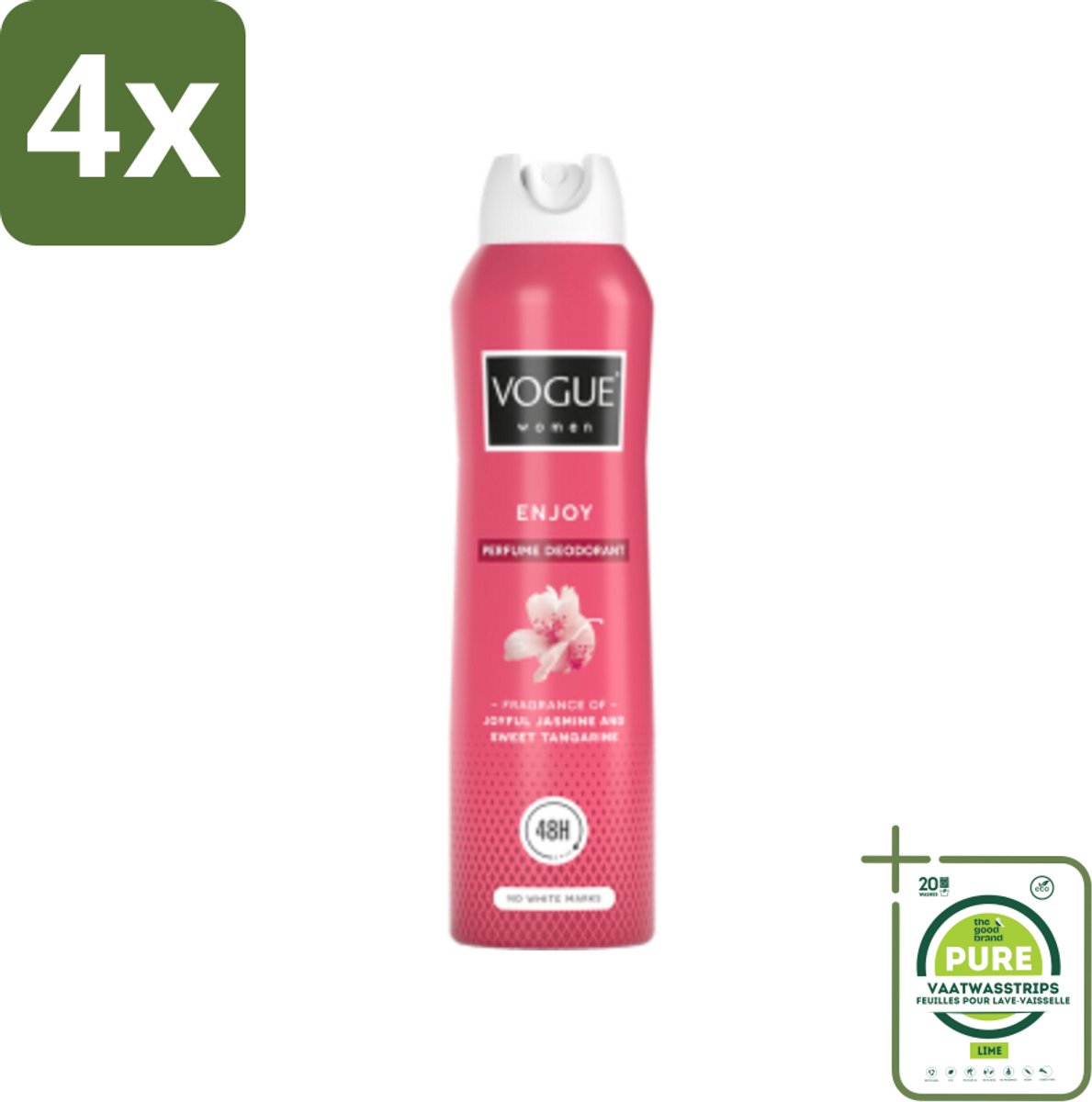 Vogue Enjoy Parfum Deodorant 150 ml - Voordeelverpakking - 4 stuks - Parfum en deodorant - Deodorant spray