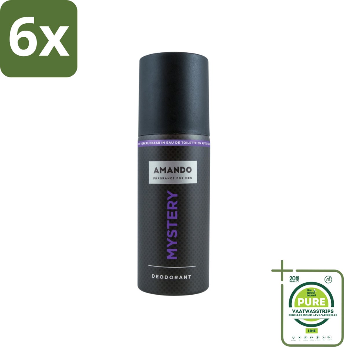 Amando - Mystery - Deodorant - Spray - 150 ml - Voordeelverpakking - 6 stuks - Mystery deodorant spray - Mannelijke geur