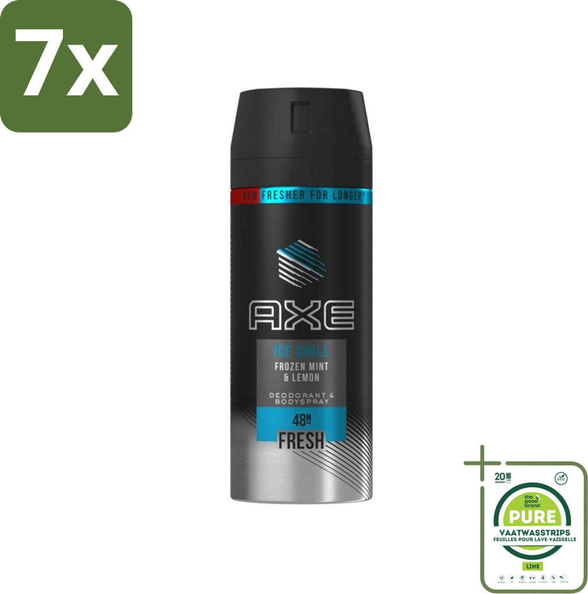 7 x Axe - Deodorant Bodyspray - 48hrs Fresh - Ice Chill - Frozen Mint & Lemon - 150 ml - Grootverpakking - Axe Ice Chill - Deodorant - Frisheid - Geurbestrijding - Bevroren Munt