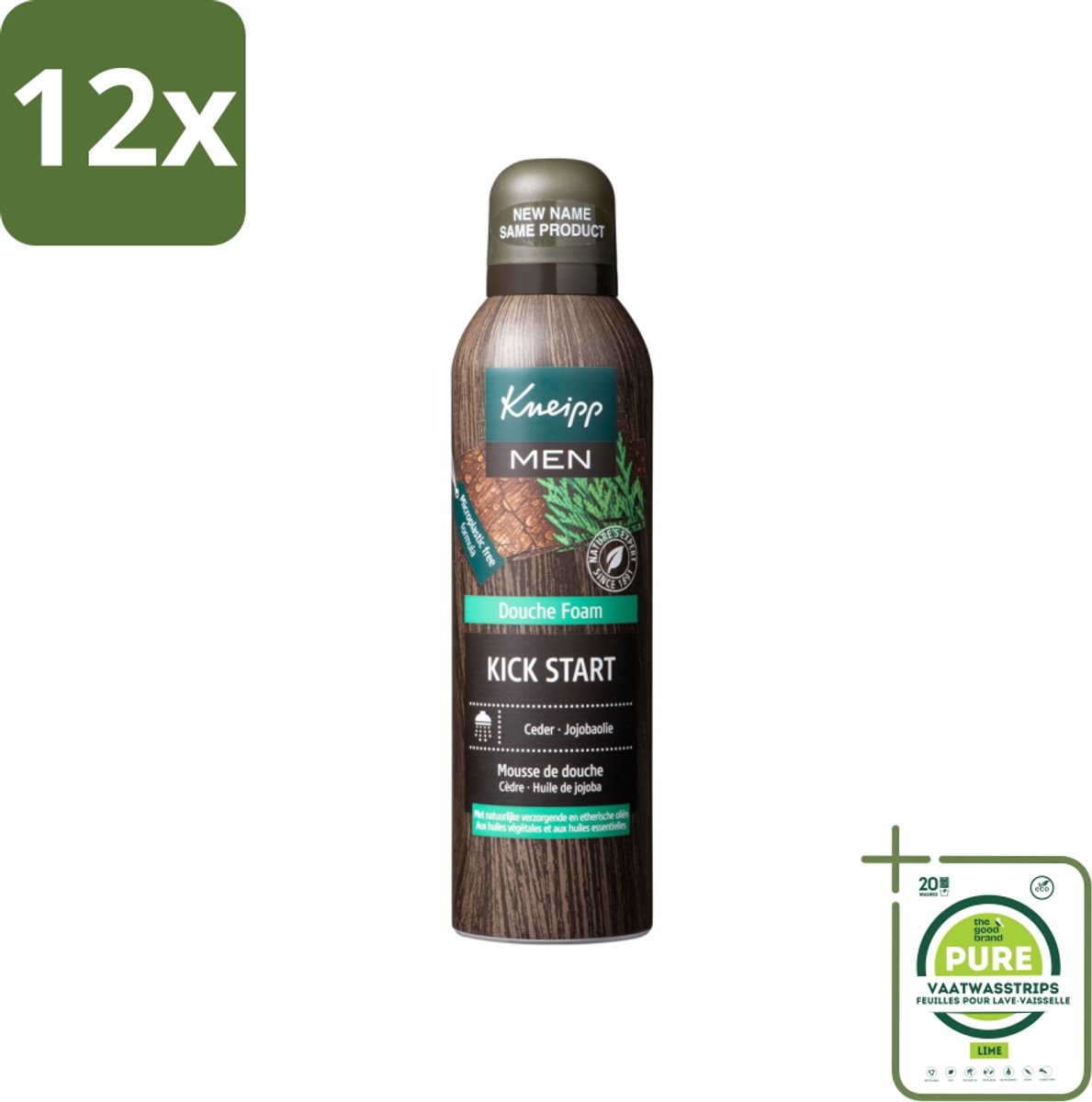 Kneipp Douche Foam Men 200 ml - Voordeelverpakking - 12 stuks - Douchefoam - Ceder