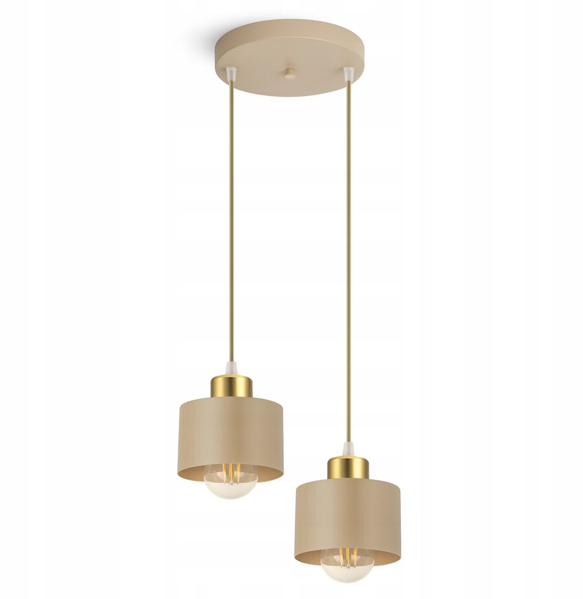 Moderne plafondlamp beige met gouden details, 2-lichts E27