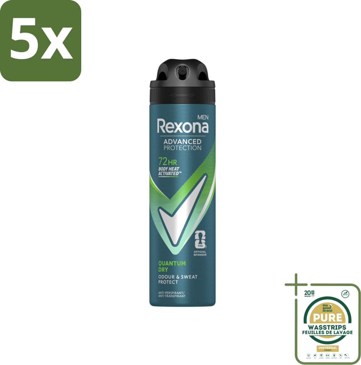 5 x Rexona Men Deodorant Spray Advanced Protection Quantum Dry 150 ml - Grootverpakking - Deodorant Spray - Anti-transpirant - Zweetbescherming - Frisheid - Motion Sense
