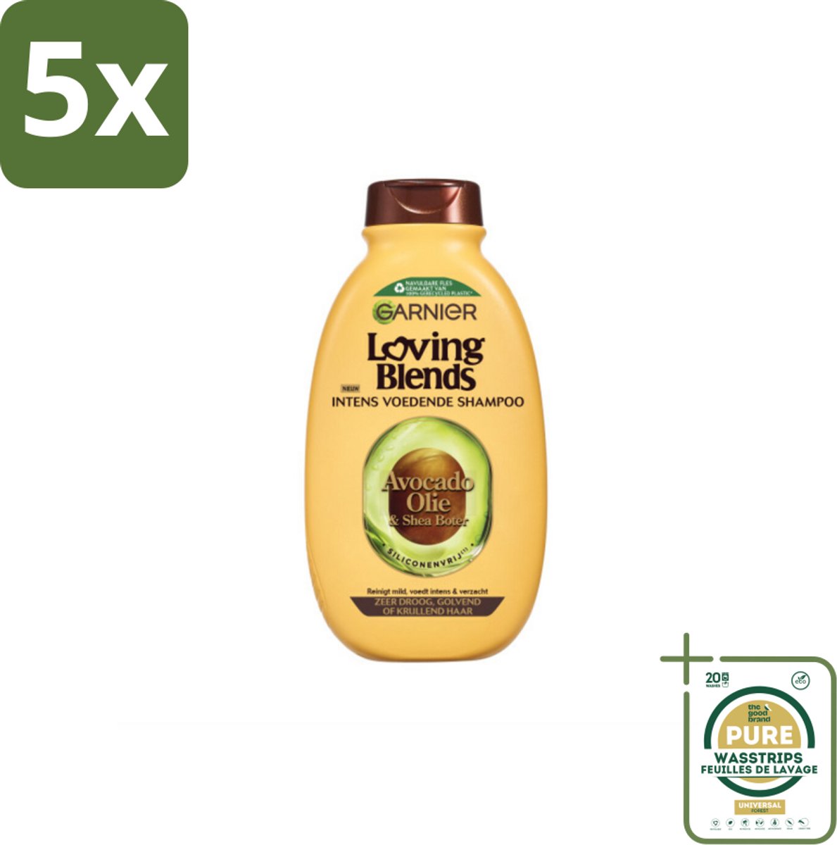 5 x Garnier Loving Blends Avocado Olie en Shea Boter Shampoo 300 ml - Grootverpakking - Avocado Olie Shampoo - Shea Boter Shampoo - Droog Haar Shampoo - Pluizig Haar Shampoo - Intensieve Voeding Shampoo