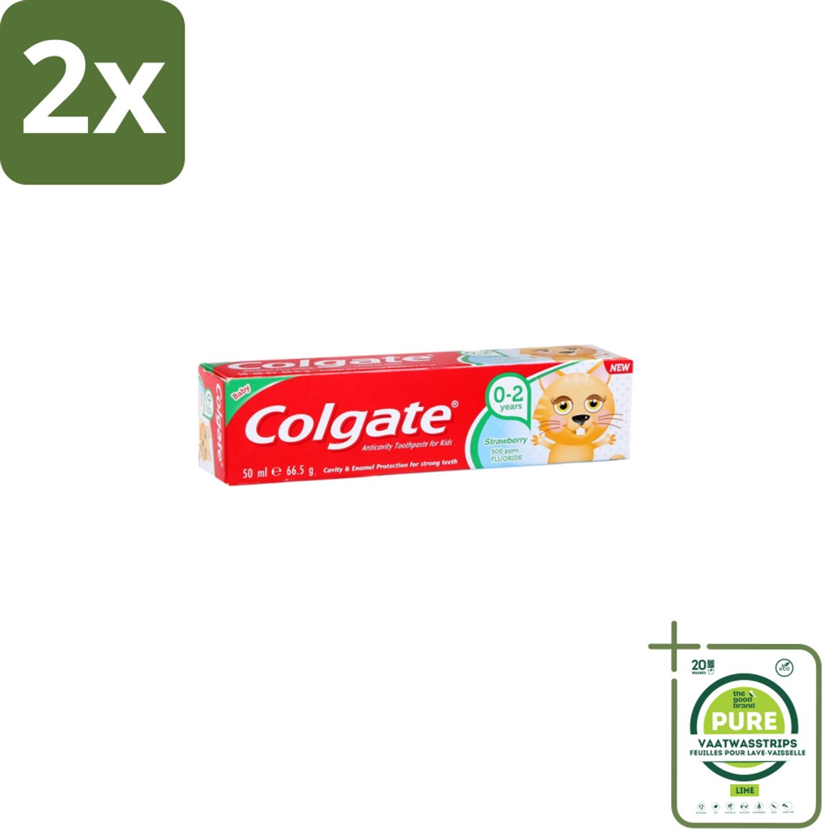 Colgate - Aardbeismaak - Kindertandpasta - Voor 0 tot 2 jaar oud - 50ml - Voordeelverpakking - 2 stuks - Baby tandpasta - Kindertandpasta