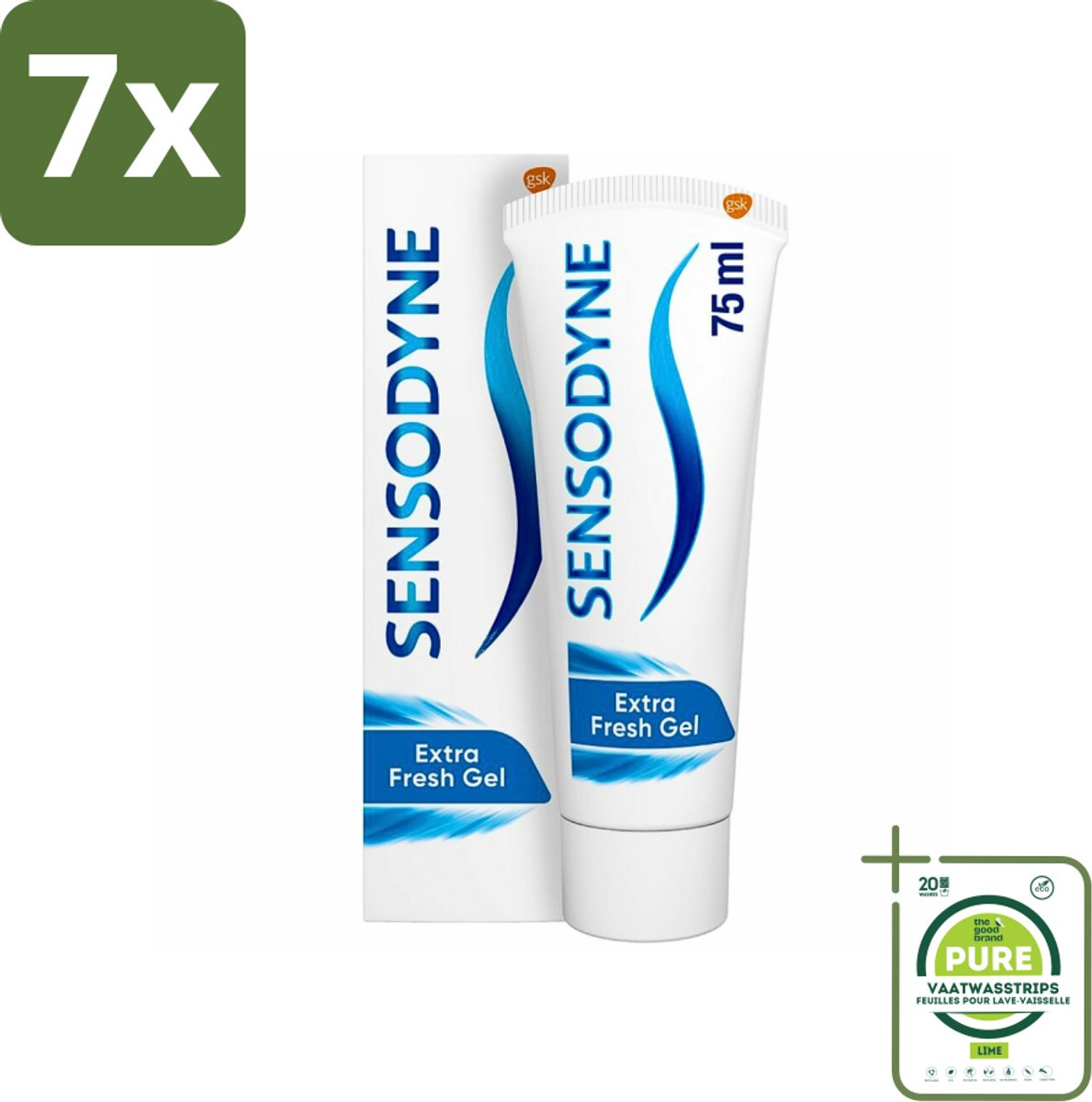 7 x Sensodyne - Tandpasta - Extra Fresh Gel - Voor Gevoelige Tanden - 75 ml - Grootverpakking - Gevoelige Tanden - Tandpasta - Frisse Mond - Tandplak - Tandbederf