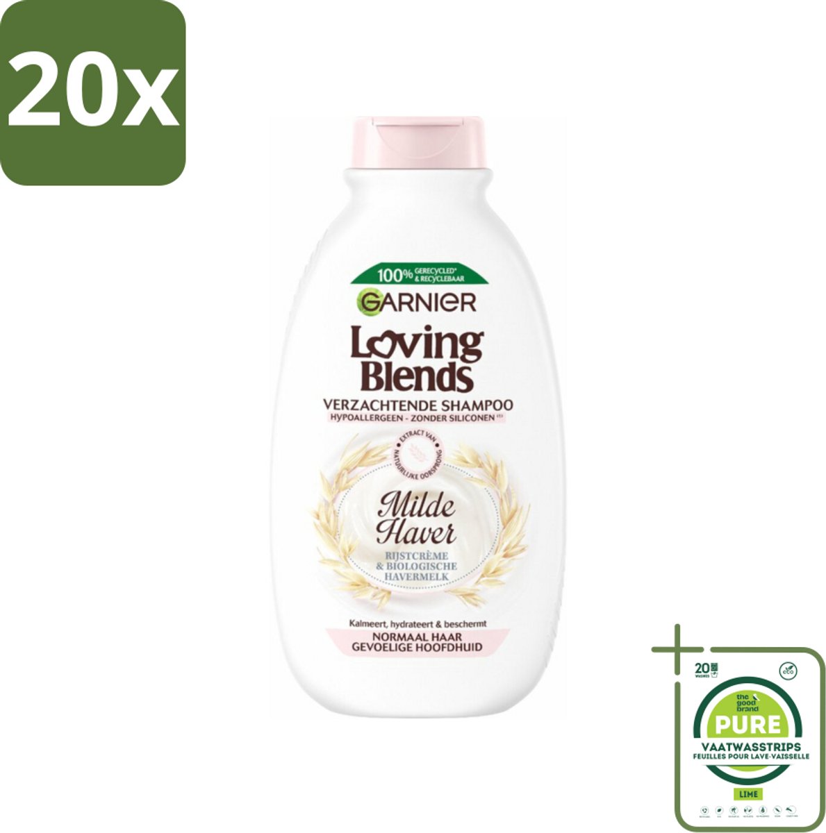 20 x Garnier Loving Blends Milde Haver Shampoo 300 ml - Grootverpakking - Milde Haver Shampoo - Hypoallergene Shampoo - Gevoelige Hoofdhuid - Kalmerende Shampoo - Hydraterende Shampoo