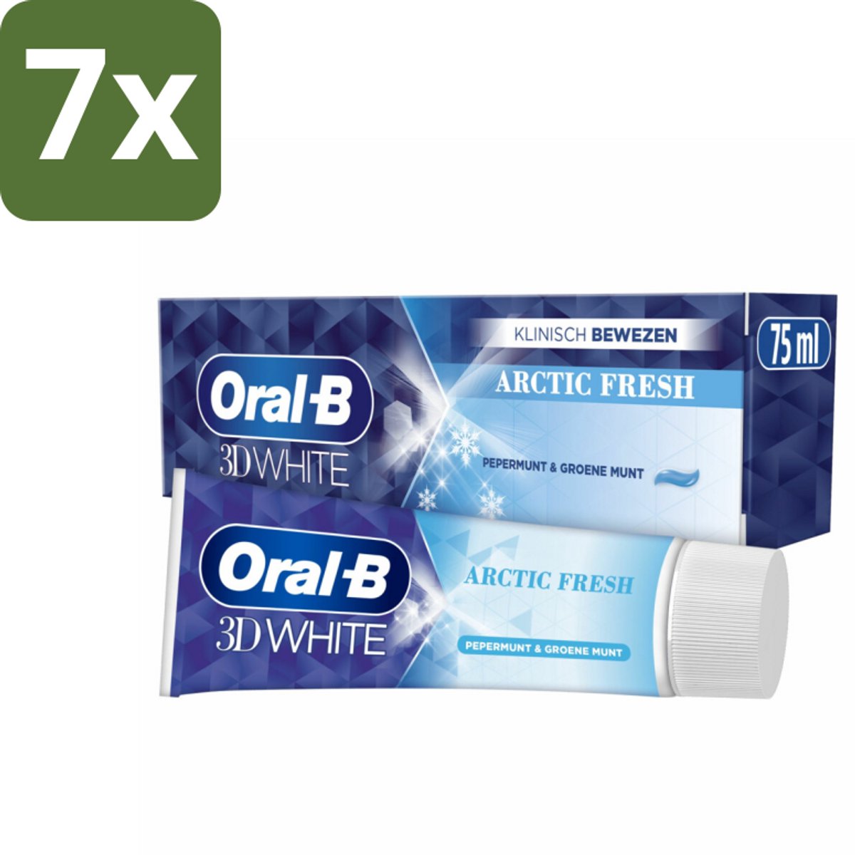 7 x Oral-B Tandpasta 3D White Arctic Fresh 75 ml - Tandpasta Whitening - Wittere Glimlach - Frisse Adem - Tanden Reinigen - Glazuur Bescherming