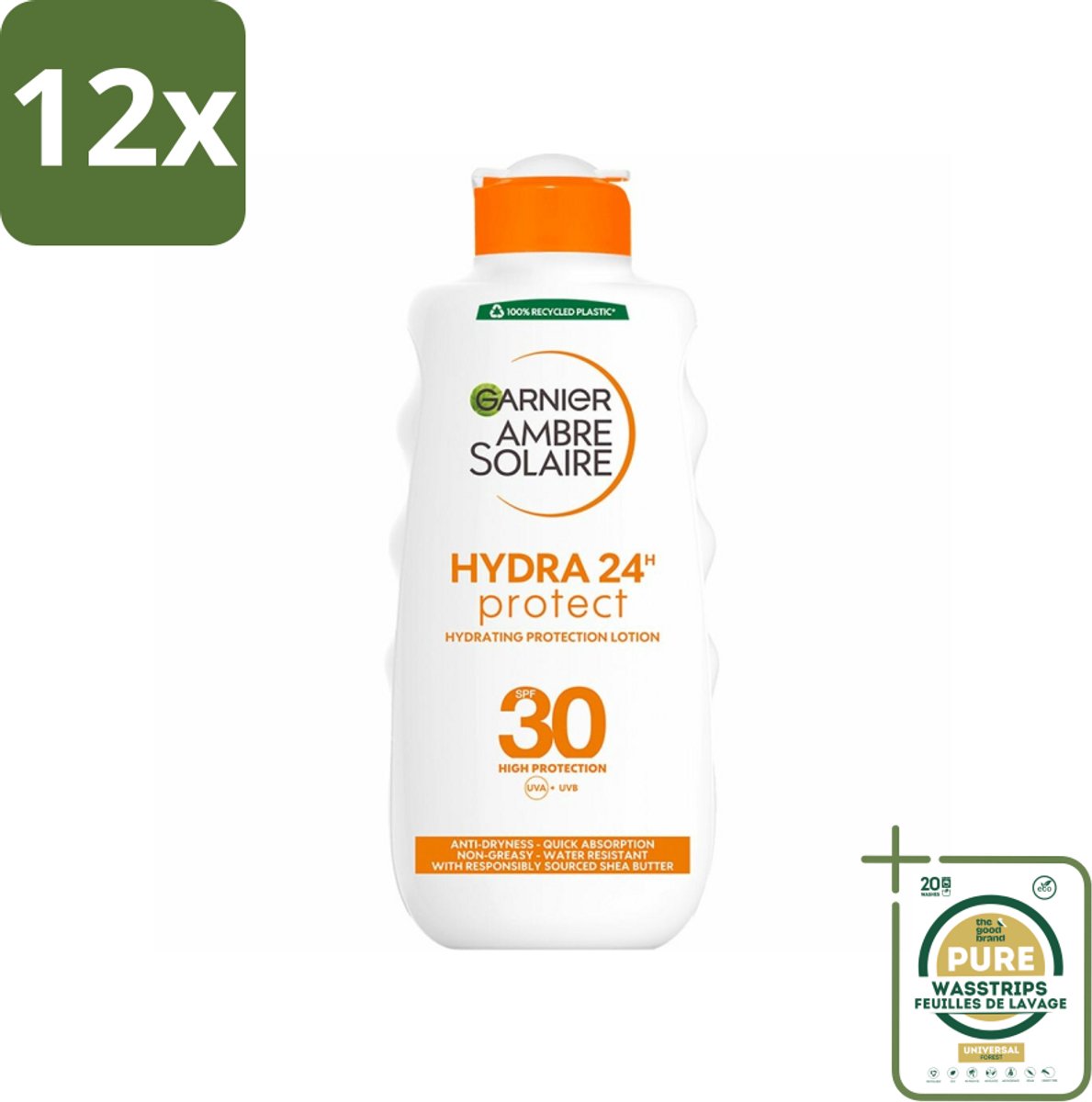 Garnier - Ambre Solaire - Hydraterende Zonnebrand Melk - SPF 30 - 200 ml - Voordeelverpakking - 12 stuks - Hydraterende zonnebrandmelk - SPF 30