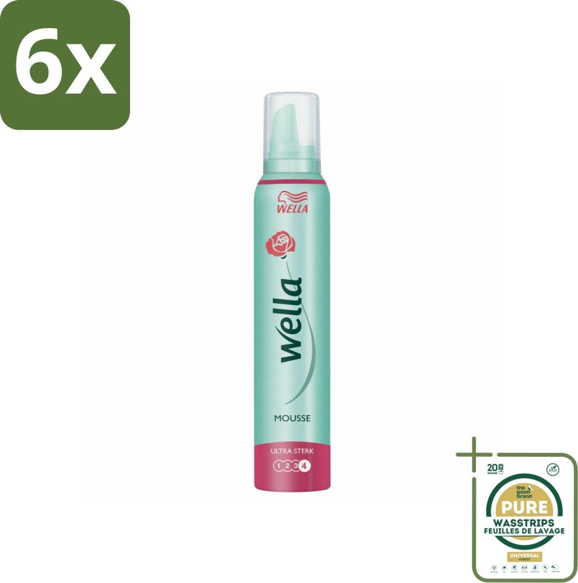 Wella Ultra Sterk Haarmousse 200 ml - Voordeelverpakking - 6 stuks - Langdurige Hold - UV Bescherming