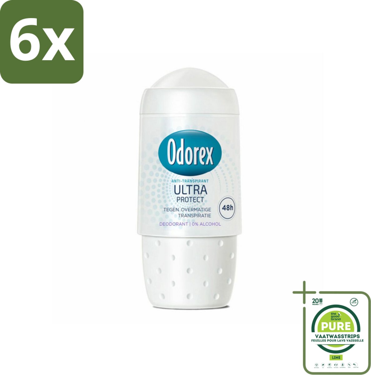 Odorex Deodorant Roller Ultra Protect 50 ml - Voordeelverpakking - 6 stuks - Deodorant roller - Zweetvermindering