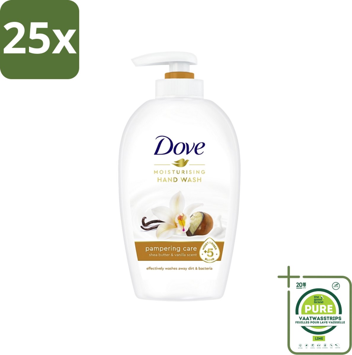 25 x Dove - Handzeep - Pampering Care - Verzachtend - 250 ml - Grootverpakking - Handzeep - Shea Butter - Hydraterende Handzeep - Zachte Handen - Kalmerende Geur