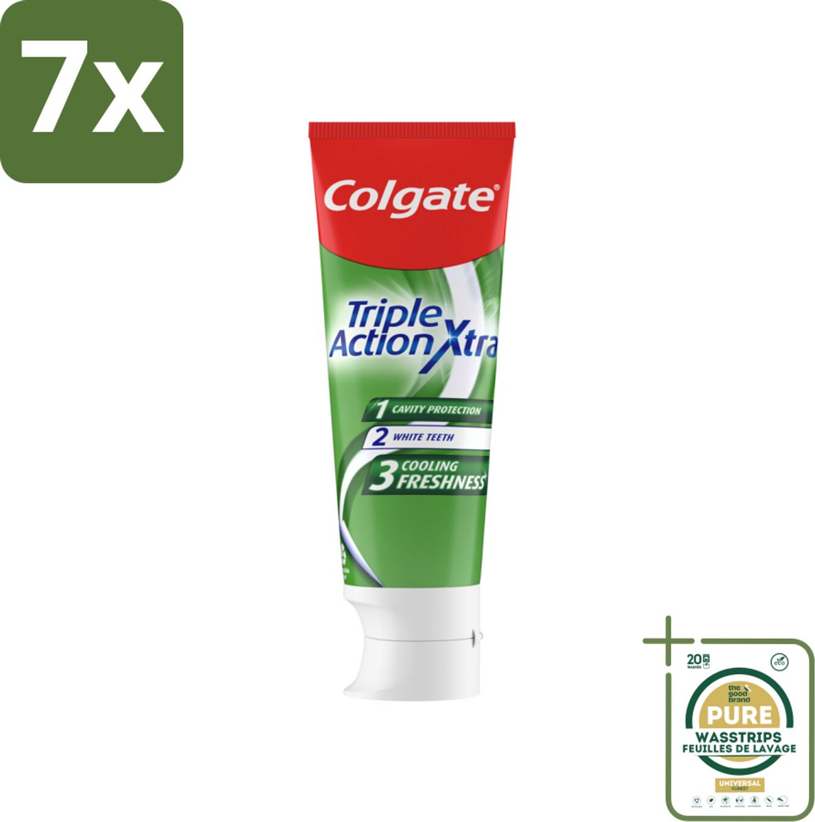 7 x Colgate Tandpasta Triple Action Extra Fresh 75 ml - Grootverpakking - Tandpasta - Gaatjes - Tanden - Frisse Adem - Mondverzorging