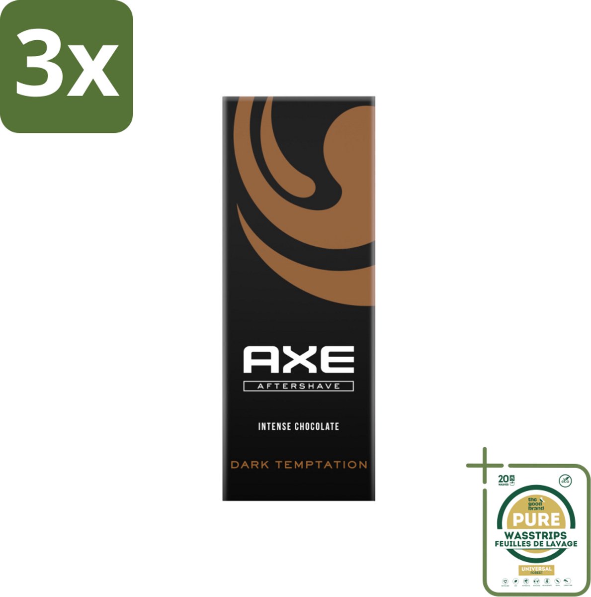 3 x Axe Dark Temptation Aftershave 100 ml - Grootverpakking - Aftershave - Chocolade - Aftershave Geur - Verleidelijk Aroma - Huidkalmering