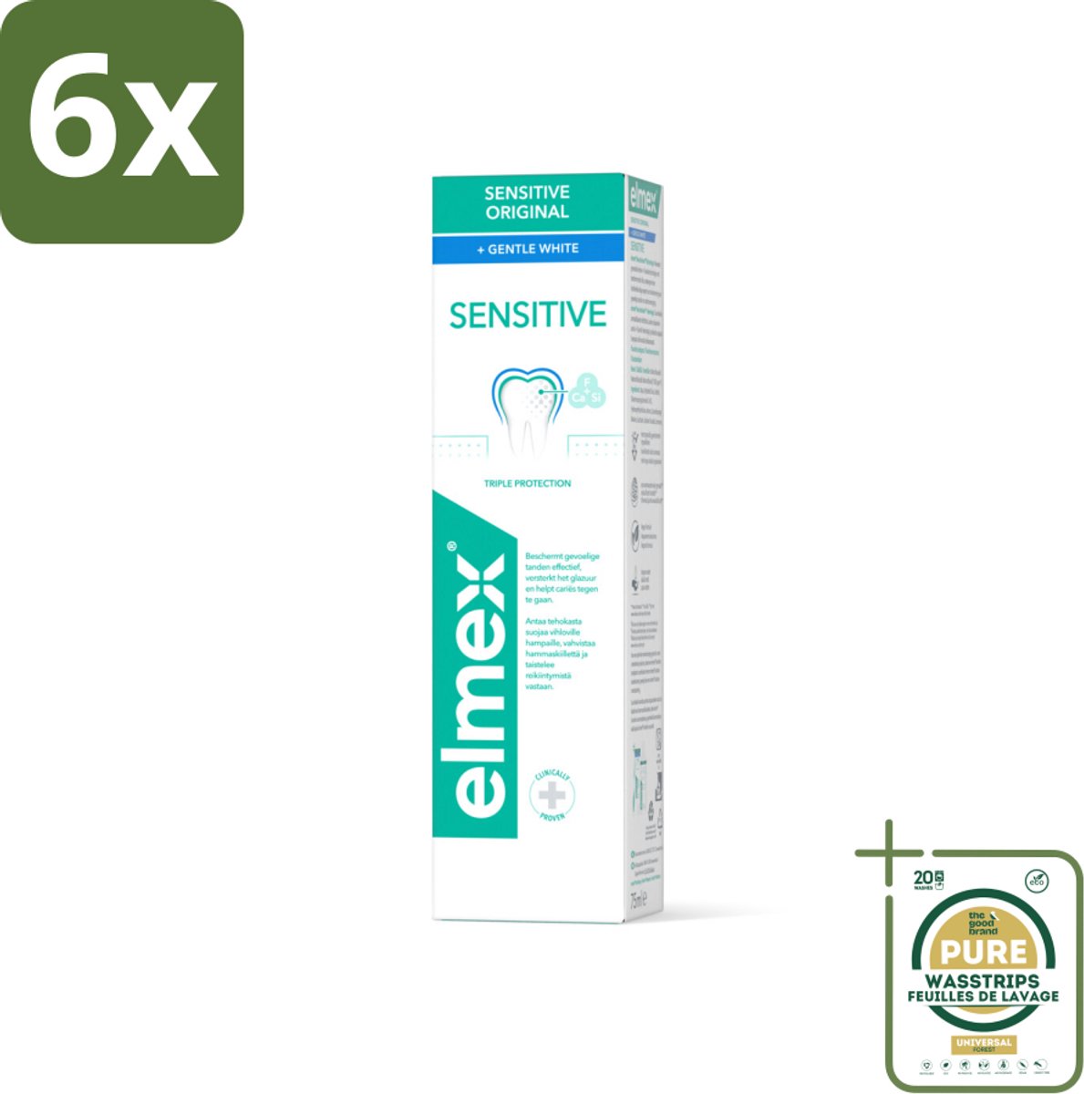 Elmex Tandpasta Sensitive Gentle White 75 ml - Voordeelverpakking - 6 stuks - Tanden witte - Tandvleesbescherming