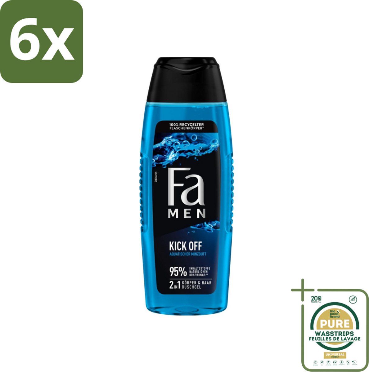 Fa Men - Douchegel - Kick Off - Verfrissend & Energiek - Verzorgend - 250 ml - Voordeelverpakking - 6 stuks - Energieke douche - Verfrissende douche
