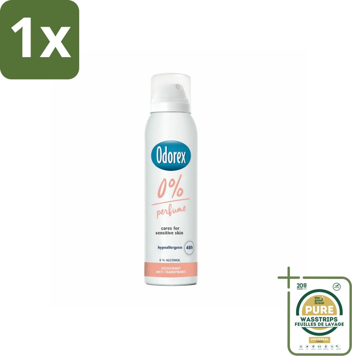 1 x Odorex - Deodorant Spray - 0% Parfum - Zonder Geurstoffen - 150 ml- 0% Parfum - Geurstoffenloos - Deospray - Huidgevoelig - Alcoholvrij