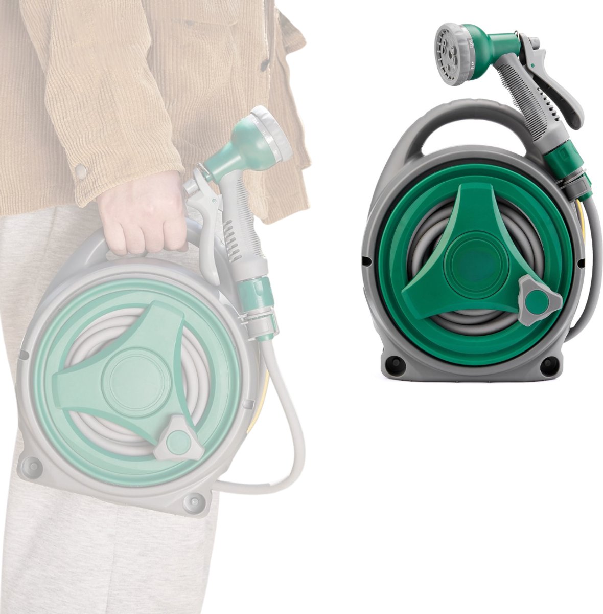 ApexArte® Tuinslangtrommel - Slanghaspel - Tuinonderhoud - Grijs en Groen