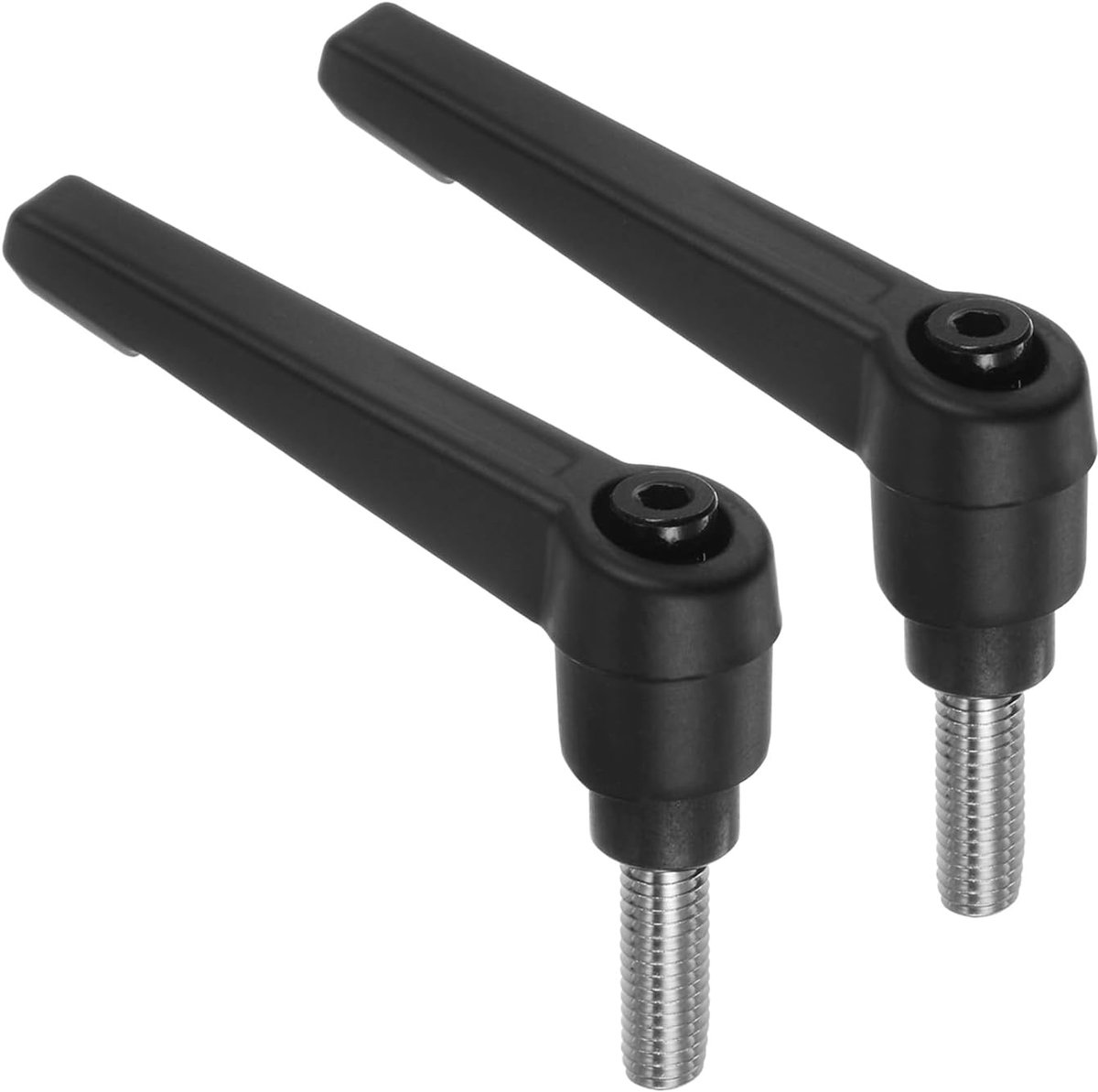 2 handgrepen met spanhendel, M6 x 15 mm mannelijk, schroefdraad van roestvrij staal 304, verstelbare handgrepen met vergrendelingsknop, zwart