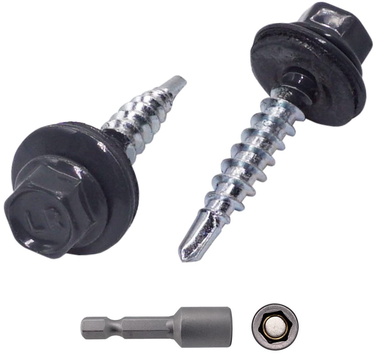 (Pack van 250 stuks) metalen dakschroeven, 4,8 x 35 mm geschilderde zelfborende schroeven met EPDM-ringen, plaatwerk zeskantschroef (250, antraciet grijs RAL 7016)