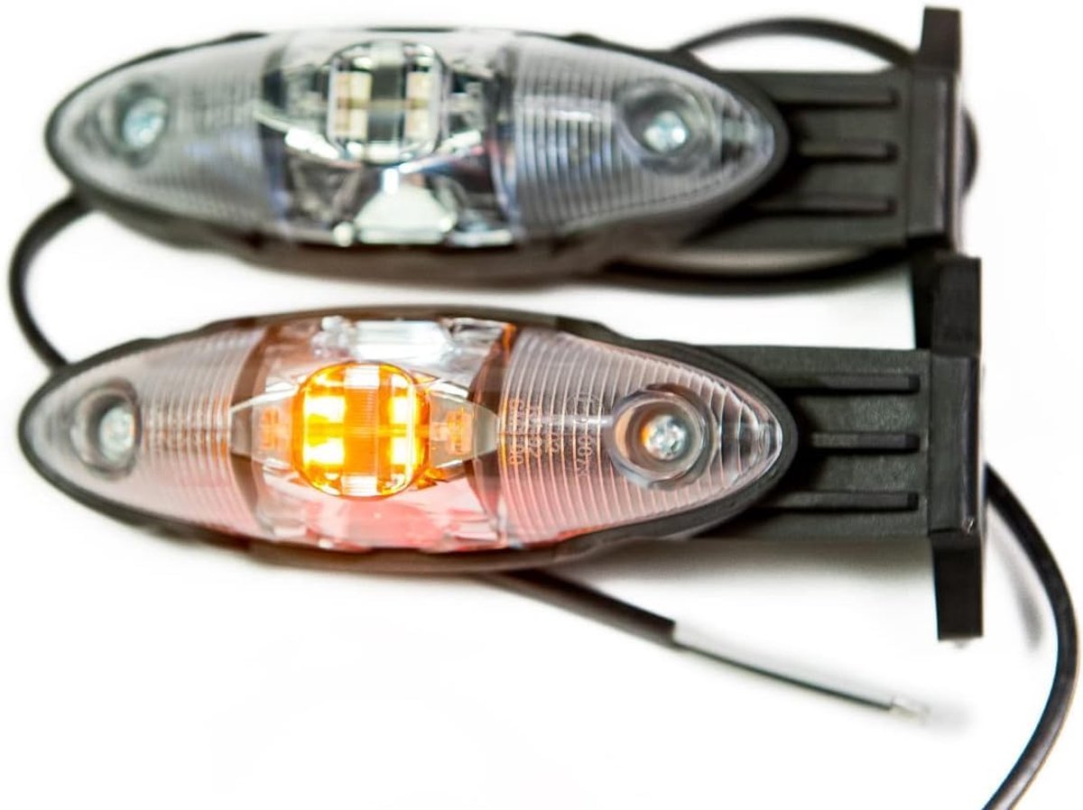 2 x LED markeringslicht Positielicht Hangend 12-24V, 3 kleuren: wit, rood, oranje voor vrachtwagen auto aanhanger, trailer, caravan etc.