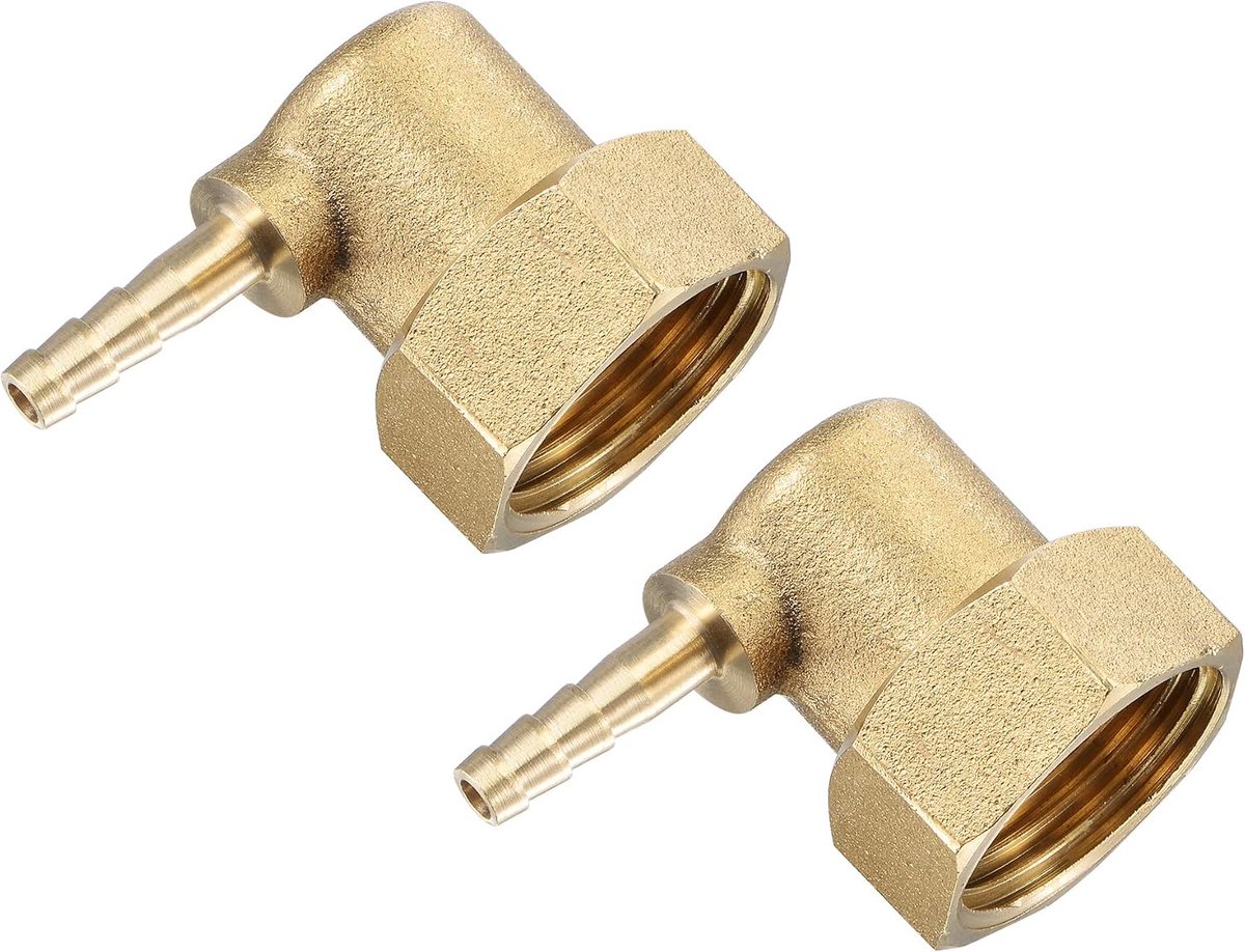 METERXITY 2 stuks messing slang weerhaken fittingen - elleboog messing 4 mm slang connectoren voor gebruik op brandstof water (G1/2 vrouwelijke draaimoer moer)