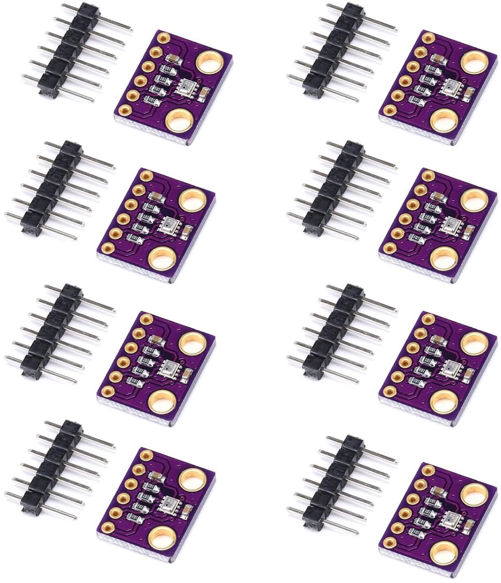 8 stuks zeer nauwkeurige 3,3 V luchtdruksensormodule voor luchtdrukmeting, paars, printplaatmontage, kunststof, schroef, elektronische component